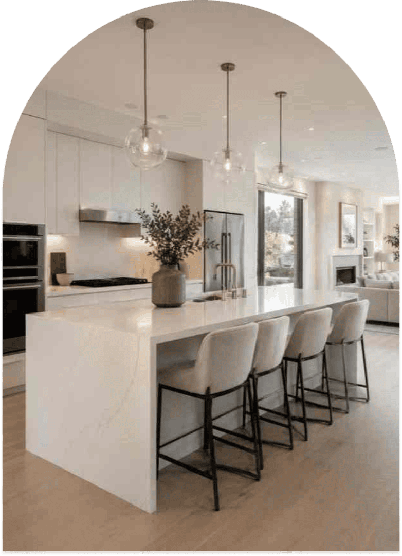 Bright contemporary kitchen and dining area.